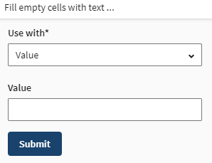 Geöffneter Fensterbereich zum Füllen leerer Zellen mit Text („Fill empty cells with text“)