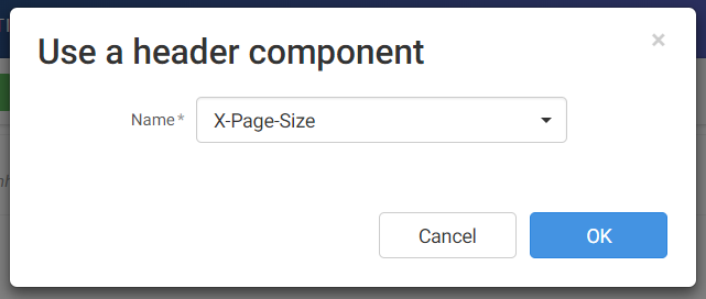 Use a header component dialog box.