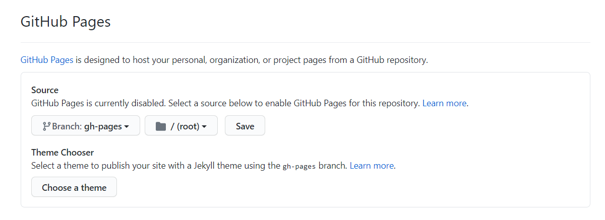 GitHub Pages section.