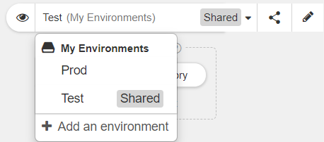 The Shared label displays next to the name of the shared environment.
