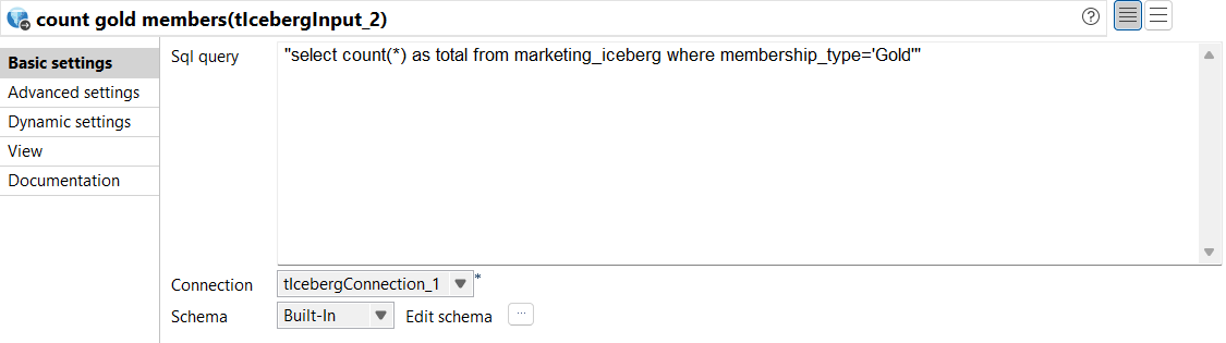 tIcebergInput component parameters.