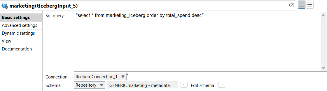 tIcebergInput component parameters.