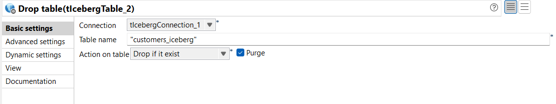 tIcebergTable component parameters.