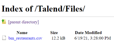 CSV file to retrieve from the Talend/Files folder