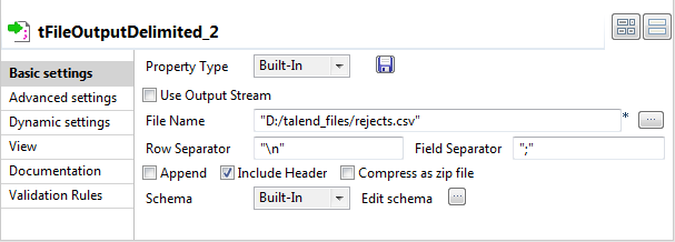 Screenshot of the component basic settings.