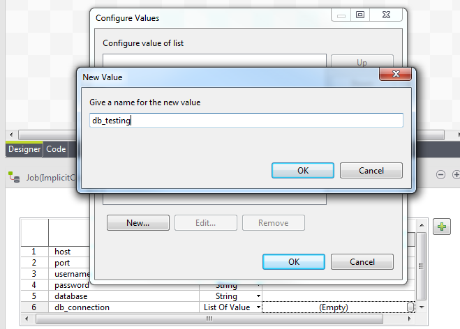 Screenshot of the New Value dialog box.