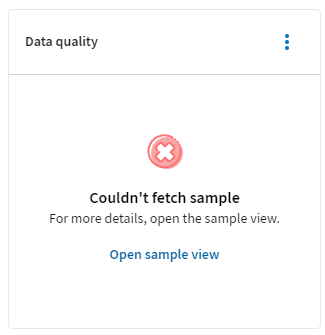 Error message about fetching a new sample from the dataset overview