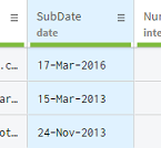 The SubDate column is selected.