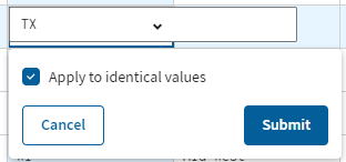 Apply to identical values checkbox.