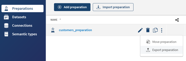 Export preparation button highlighted.