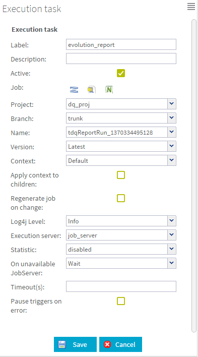 Overview of the Execution task configuration panel.