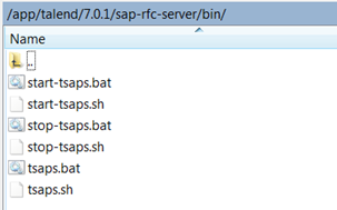 Talend SAP RFC Server bin directory and its content.
