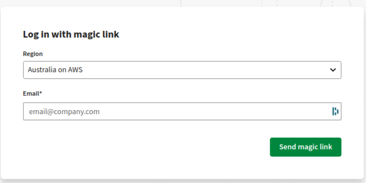 The magic link login page