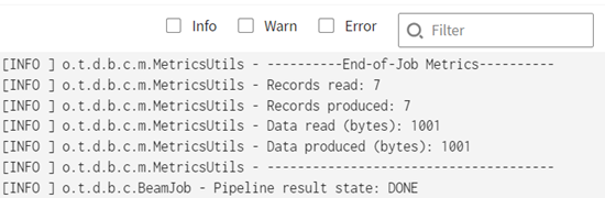 The Logs panel indicates that 7 records have been read, and 7 records have been produced during the pipeline execution.