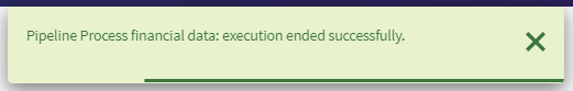 The Notifications panel indicates that the pipeline execution ended successfully.