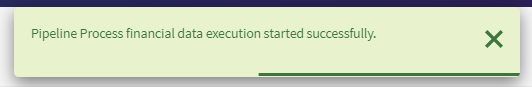 The Notifications panel indicates that the pipeline execution started successfully.
