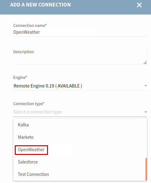 Screenshot on how to add a new connection with Remote Engine Gen2 in Talend Cloud Pipeline Designer.