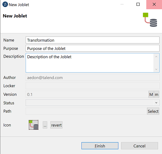 "New Joblet" dialog box.