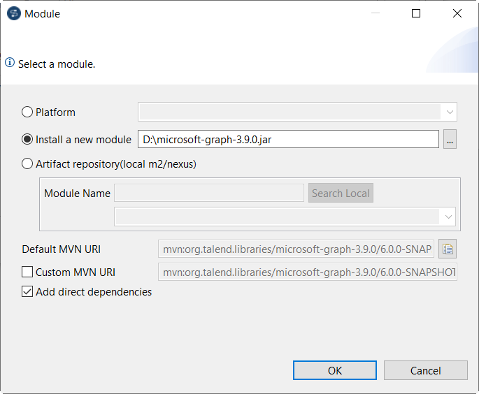 Module dialog box.