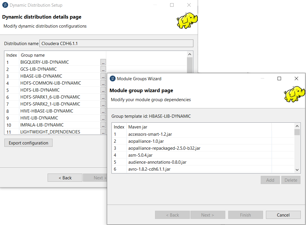 "Module group wizard page" dialog box.