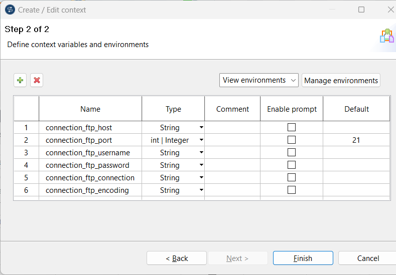 Create / Edit context dialog box.