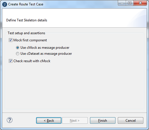 Create Route Test Case dialog box.