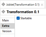 "Startable" check box from the Extra view of the Joblet.