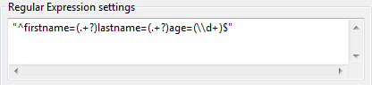 Regular Expression settings window.