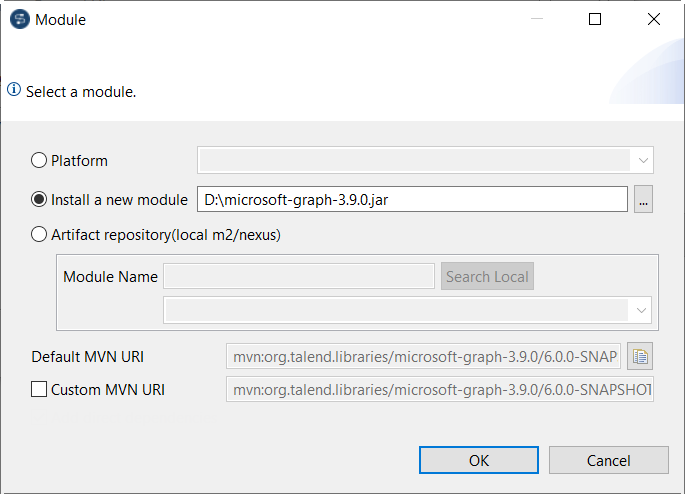 Module dialog box.