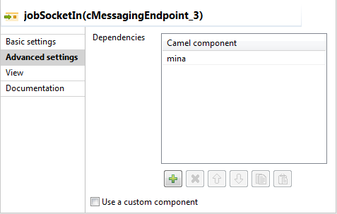 Advanced settings view of the component.