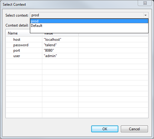 Select context dialog box.