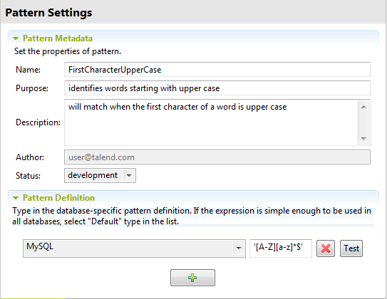 Configuration in the Pattern Definition section.