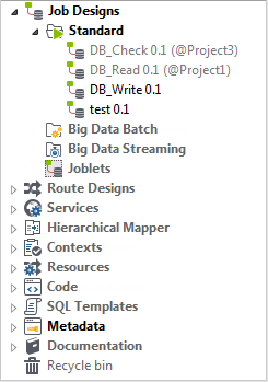 Items from referenced projects in the Job Design folder.