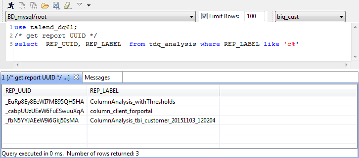 Report names and identifiers in the Data Explorer.