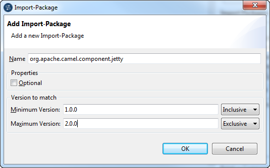 Add Import-Package wizard.