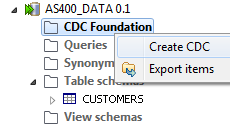 Contextual menu of the CDC Foundation node.