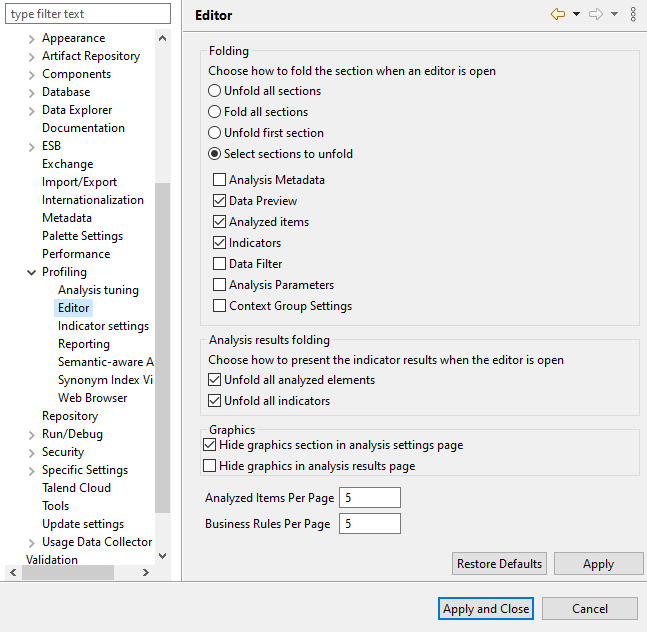 Overview of the Editor preferences.