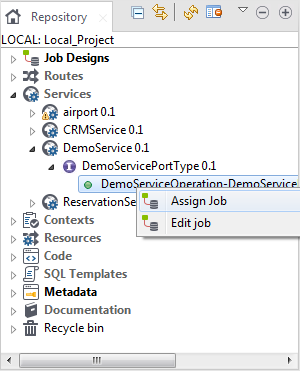 Assign Job option in the Repository tree view.