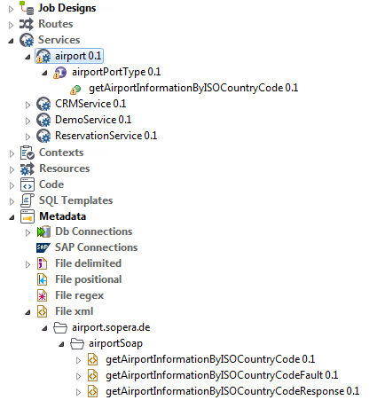 Metadata folder in the Repository tree view.