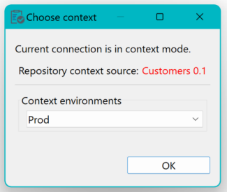 Overview of the Choose context dialog box.