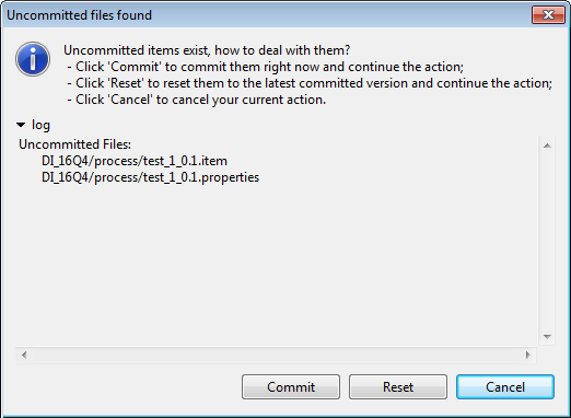 Dialog box to handle uncommitted files.