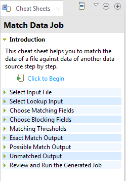 Overview of the cheat sheet in the Cheat Sheet panel.