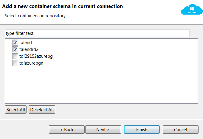 Add a new container schema in current connection dialog box.