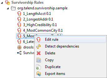Edit rule option selected by right-clicking.