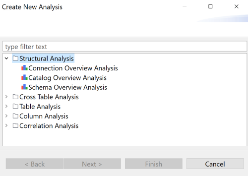 Overview of the Create New Analysis wizard.