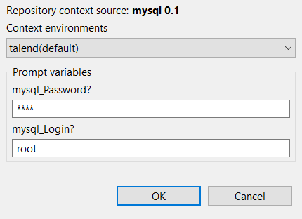 "Repository context source" dialog box.