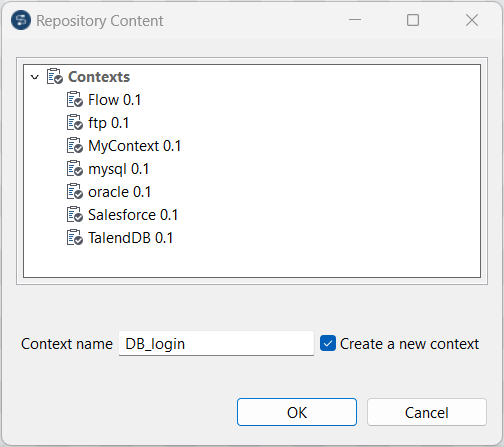 Repository Content dialog box.