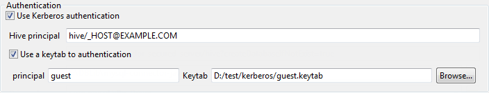 Kerberos configuration.