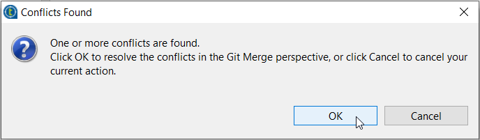 Error message when there are conflicts