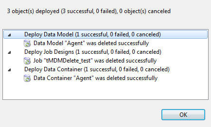 Undeployed objects shown in a dialog box.